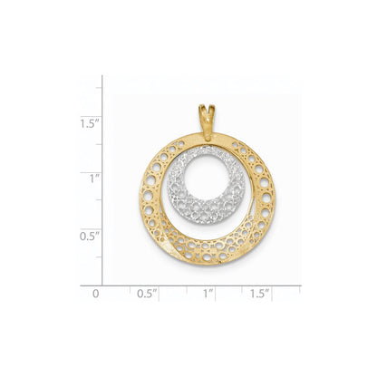 14k Two-tone Gold Polished/Brushed/Diamond-cut Round Pendant
