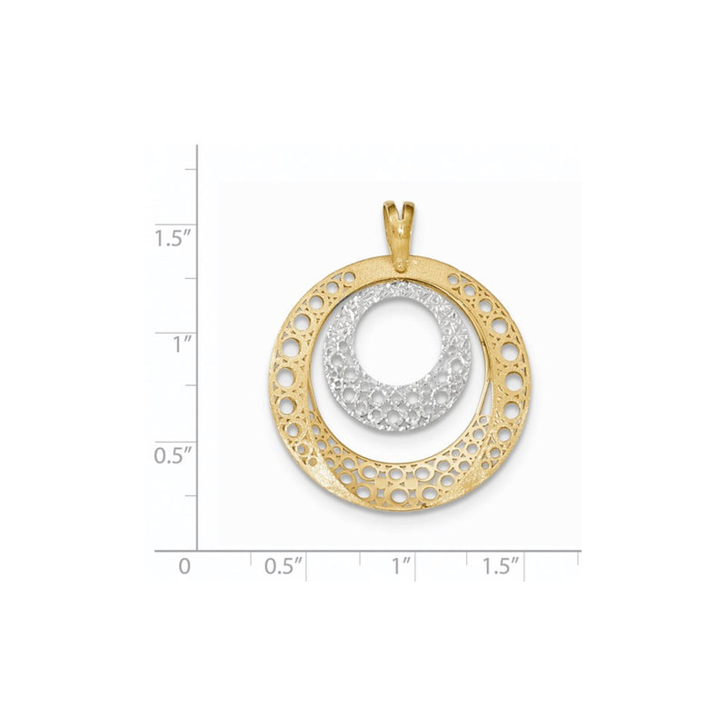 14k Two-tone Gold Polished/Brushed/Diamond-cut Round Pendant