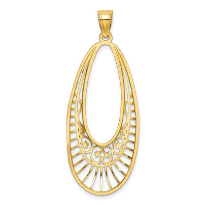14k Yellow & Rhodium Gold & Rhodium-plated Oval Pendant