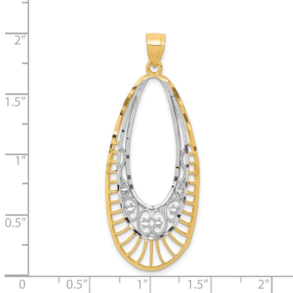14k Yellow & Rhodium Gold & Rhodium-plated Oval Pendant