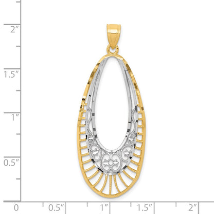 14k Yellow & Rhodium Gold & Rhodium-plated Oval Pendant
