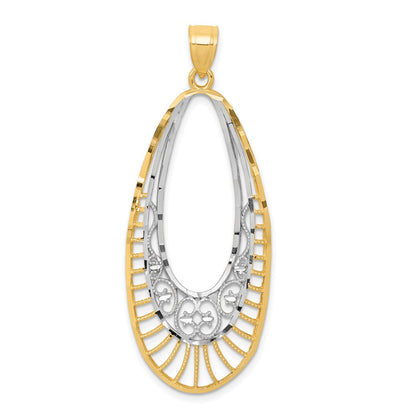 14k Yellow & Rhodium Gold & Rhodium-plated Oval Pendant