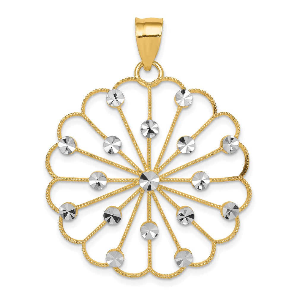 14k Yellow & Rhodium Gold & Rhodium Fancy Pendant