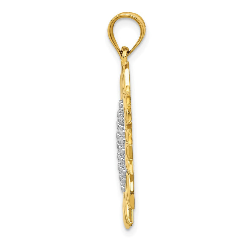 14k Yellow & Rhodium Gold & Rhodium-plated Polished Textured Sun Pendant
