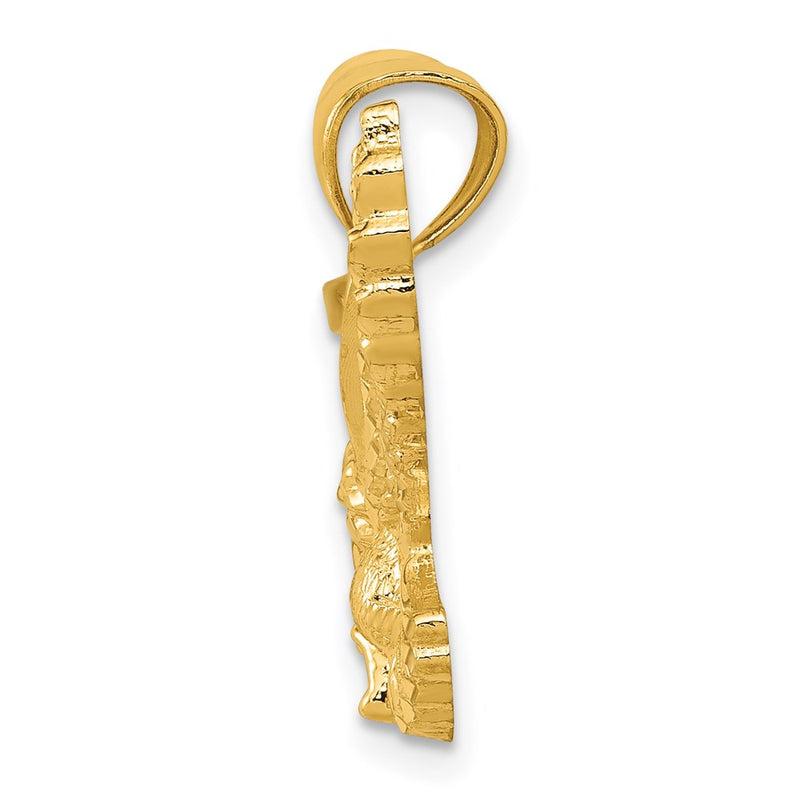14k Yellow Gold Gold Polished and Textured Eagle Pendant