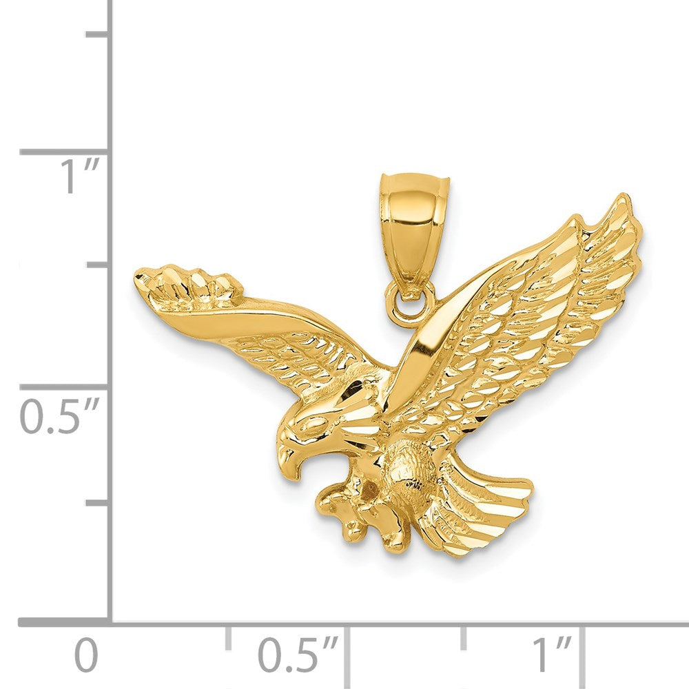 14k Yellow Gold Gold Polished and Textured Eagle Pendant