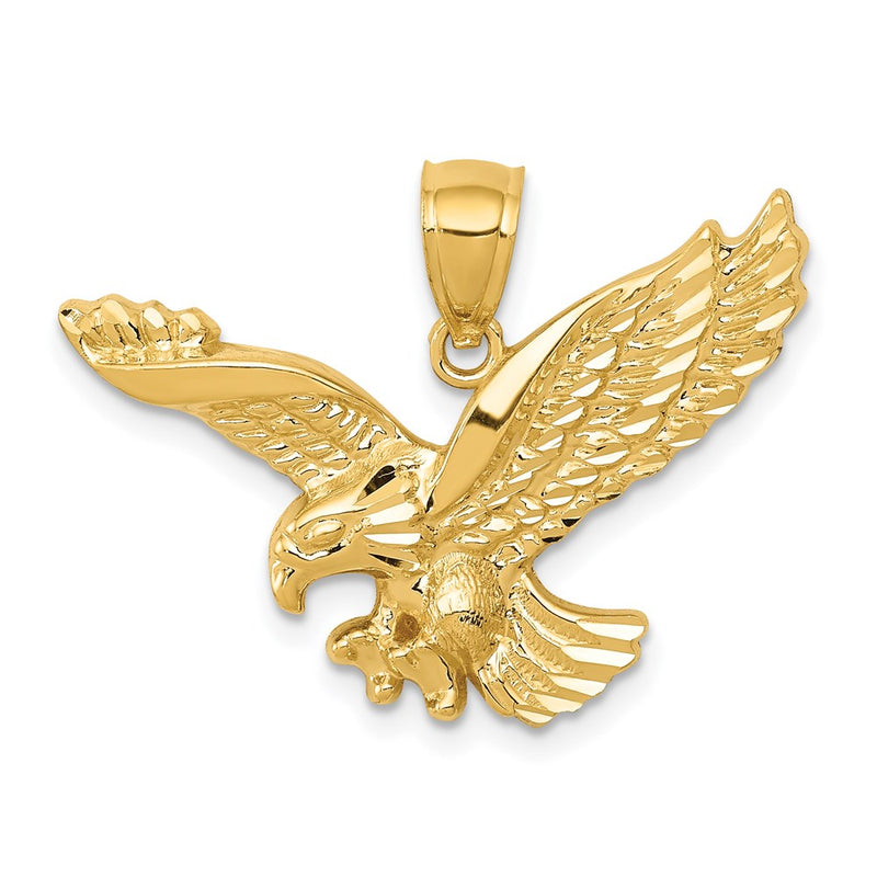 14k Yellow Gold Gold Polished and Textured Eagle Pendant