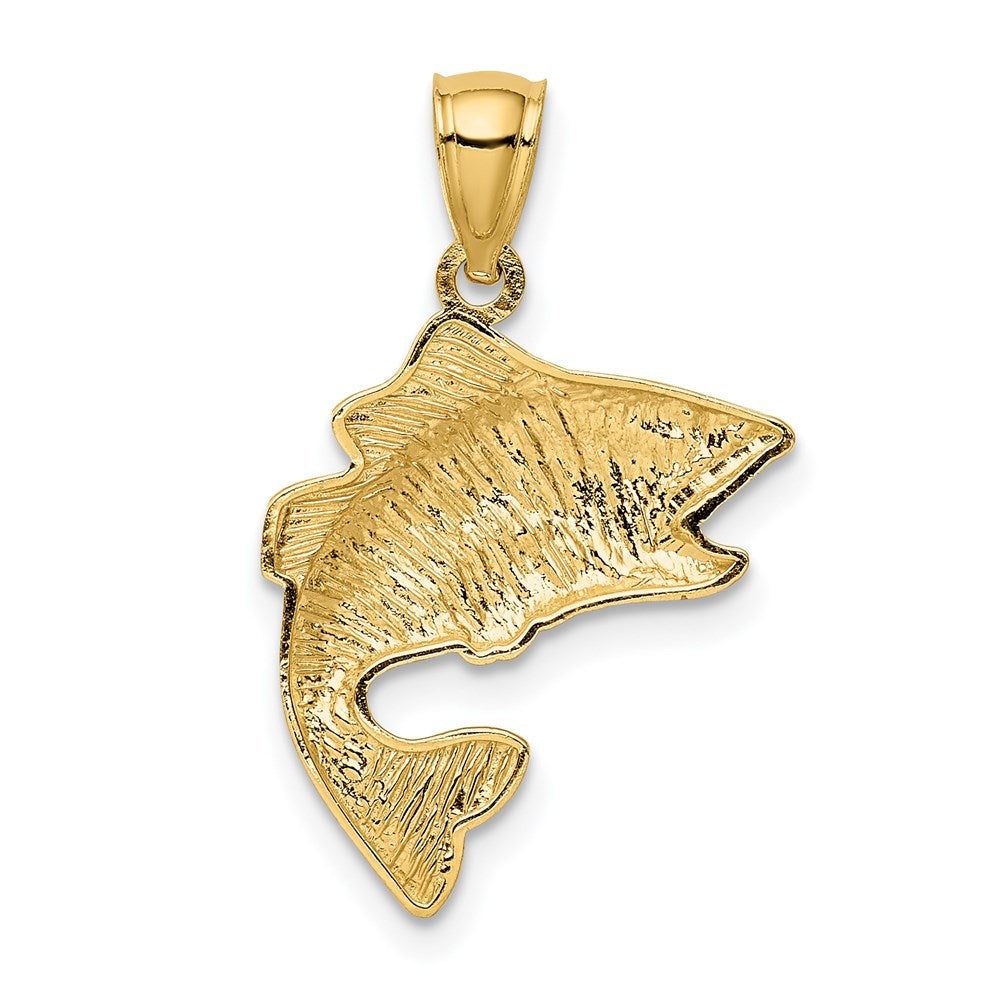 14k Yellow Gold Gold Polished Textured Bass Pendant