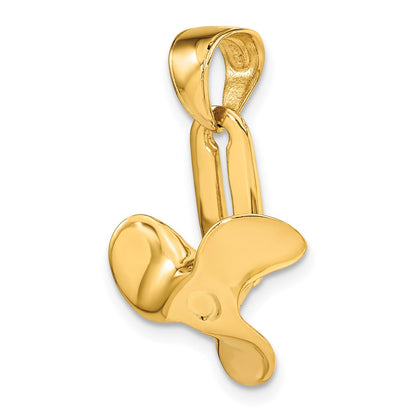 14k Yellow Gold 3-D Moveable Blade Propeller Pendant
