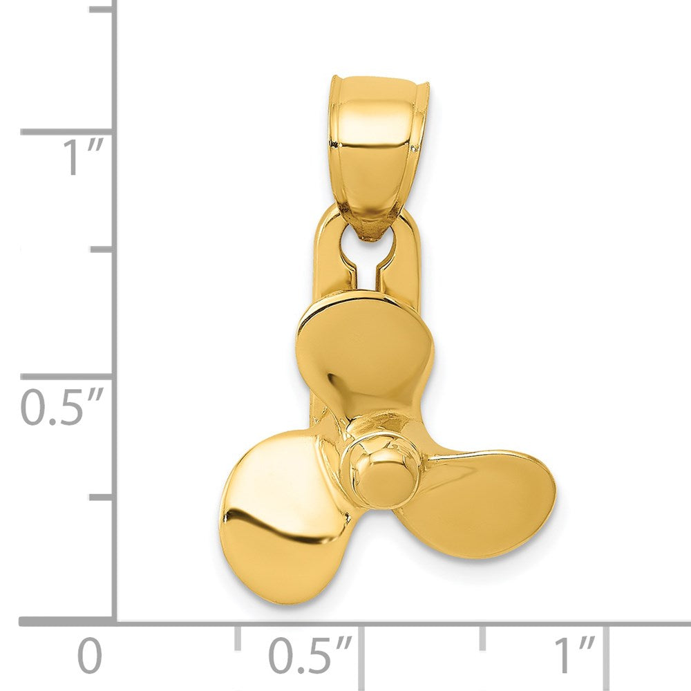 14k Yellow Gold 3-D Moveable Blade Propeller Pendant