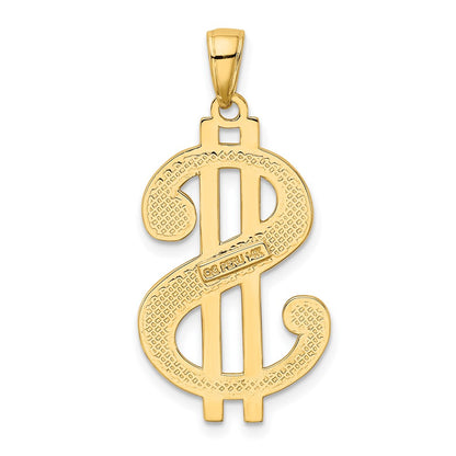 14k Yellow Gold Gold Polished and Textured Dollar Sign Pendant
