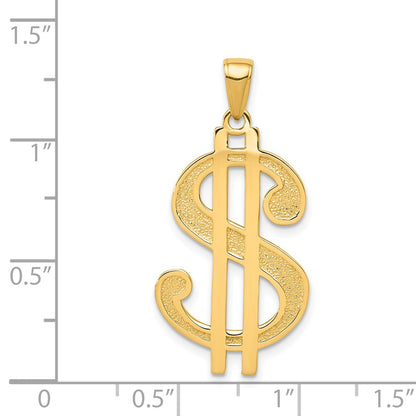 14k Yellow Gold Gold Polished and Textured Dollar Sign Pendant