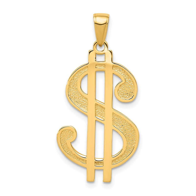 14k Yellow Gold Gold Polished and Textured Dollar Sign Pendant