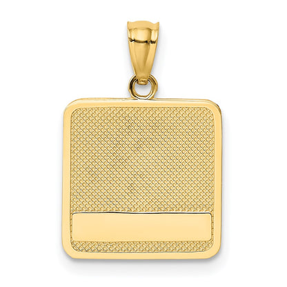 14k Yellow Gold Gold Polished Textured Hand and Paw Print Square Pendant