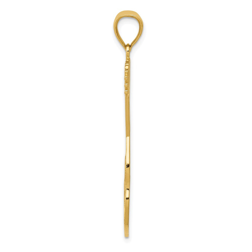 14k Yellow Gold Large Guitar w/Strap Textured Pendant