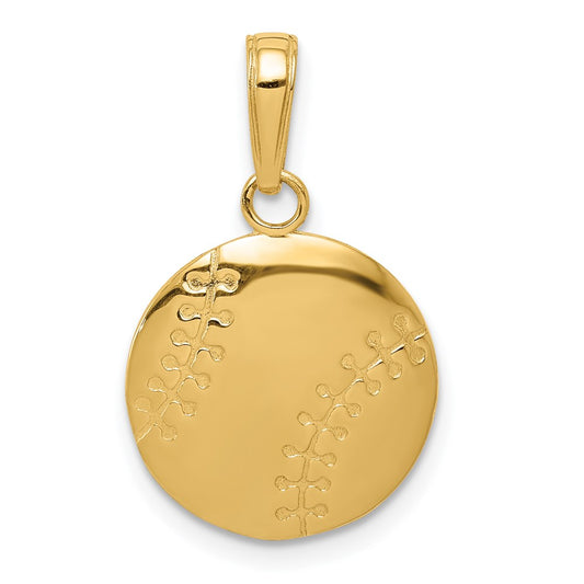 14k Yellow Gold Gold Polished Baseball Closed Back Pendant