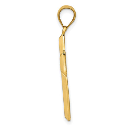 14k Yellow Gold Polished / Textured Cross Pendant