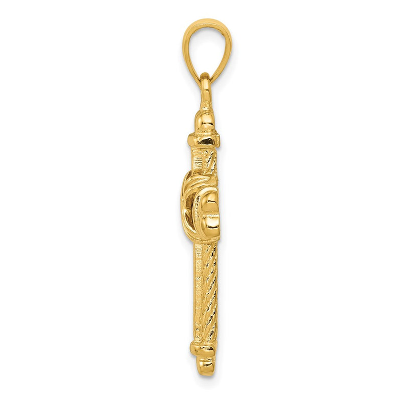14k Yellow Gold Gold Polished / Textured Cross Pendant