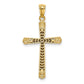 14k Y/W Gold Polished DC Cross with .015 Diamond Pendant