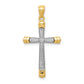 14k Y/W Gold Polished DC Cross with .015 Diamond Pendant