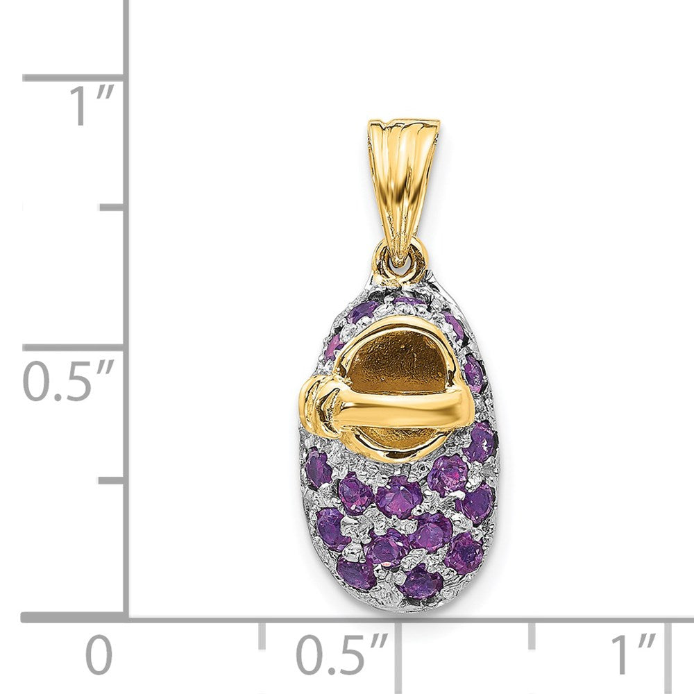 14k Yellow Gold Lab Created Ruby and Diamond Double Heart Ring