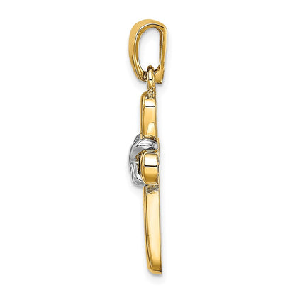 14k Two-tone Gold Cross  X  Center Pendant