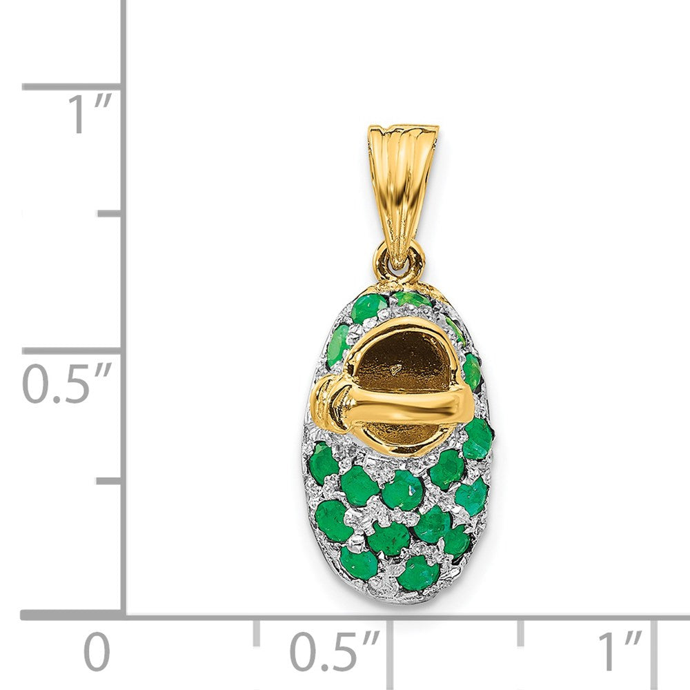 14k Yellow & Rhodium Gold & Rhodium Prong-Set May/Emerald Baby Shoe Charm