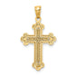 14k Y/W Gold Polished Budded Cross with .015 Diamond Pendant