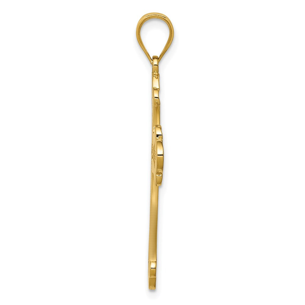 14k Yellow Gold Polished Cross Pendant