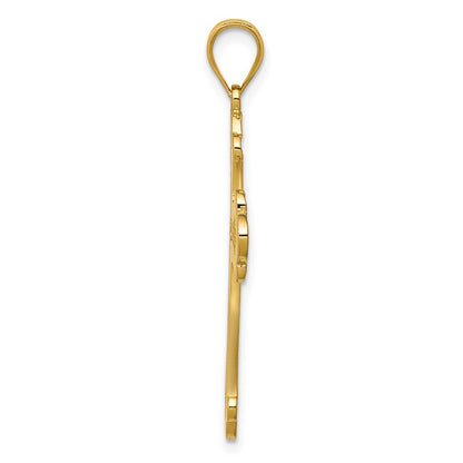14k Yellow Gold Polished Cross Pendant