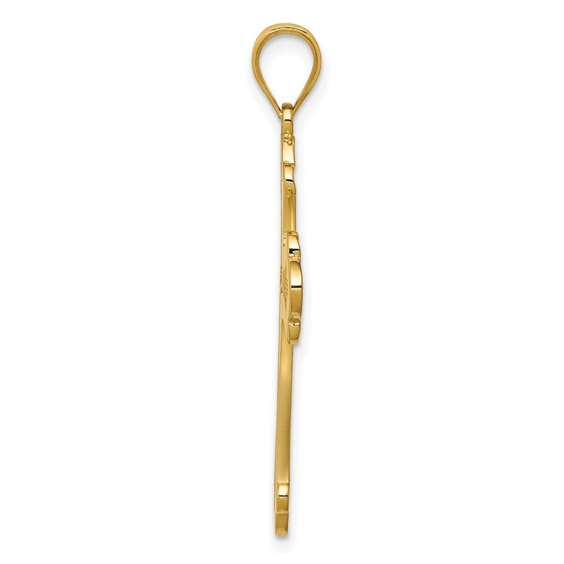14k Yellow Gold Polished Cross Pendant