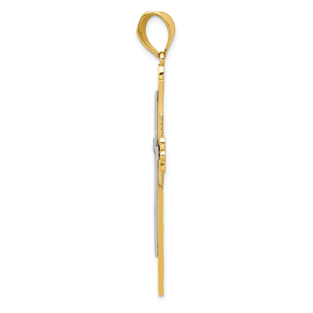 14k Two-tone Gold Two-tone Gold Polished Cross Pendant