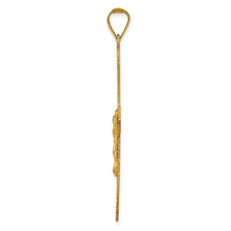 14k Yellow & Rhodium Gold and Rhodium Crucifix Cross Pendant