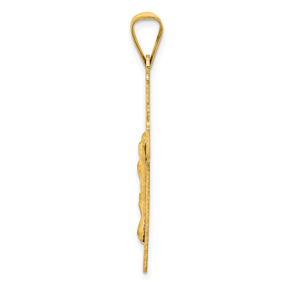 14k Yellow Gold Polished Satin and D/C Crucifix Pendant