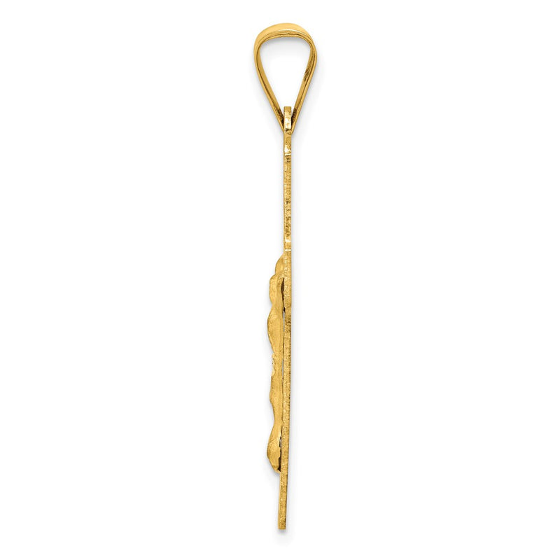 14k Yellow Gold Polished Satin and D/C Crucifix Pendant