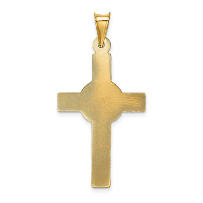 14k Yellow Gold Polished Satin and D/C Crucifix Pendant