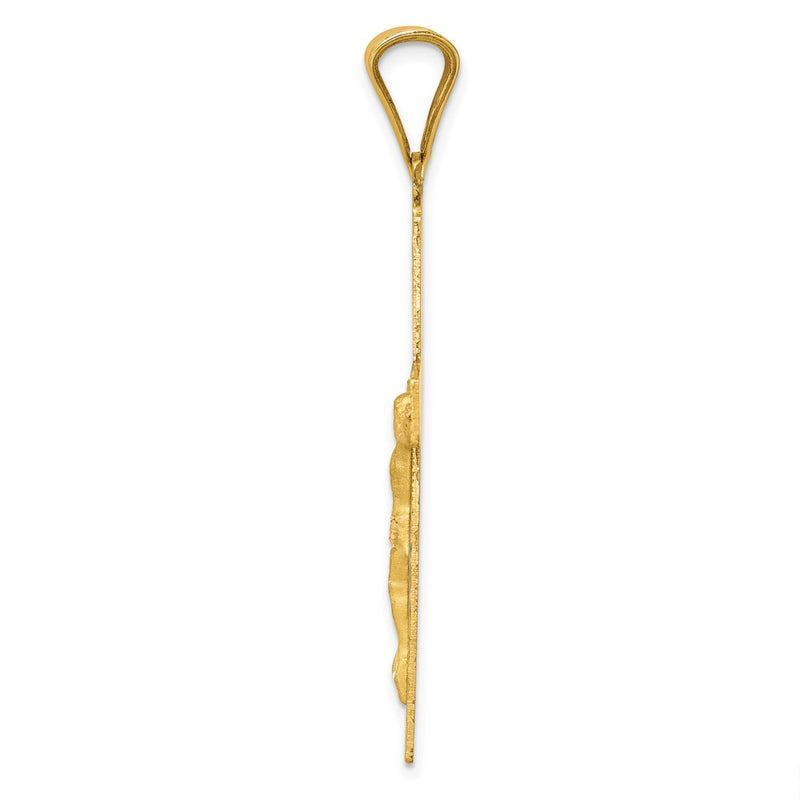 14k Yellow Gold Polished Satin and D/C Crucifix Pendant