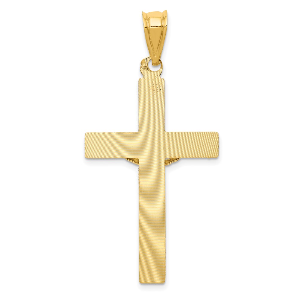 14k Yellow Gold Polished Satin and D/C Crucifix Pendant