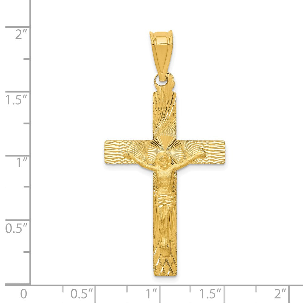 14k Yellow Gold Polished Satin and D/C Crucifix Pendant