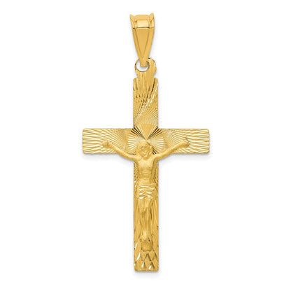 14k Yellow Gold Polished Satin and D/C Crucifix Pendant