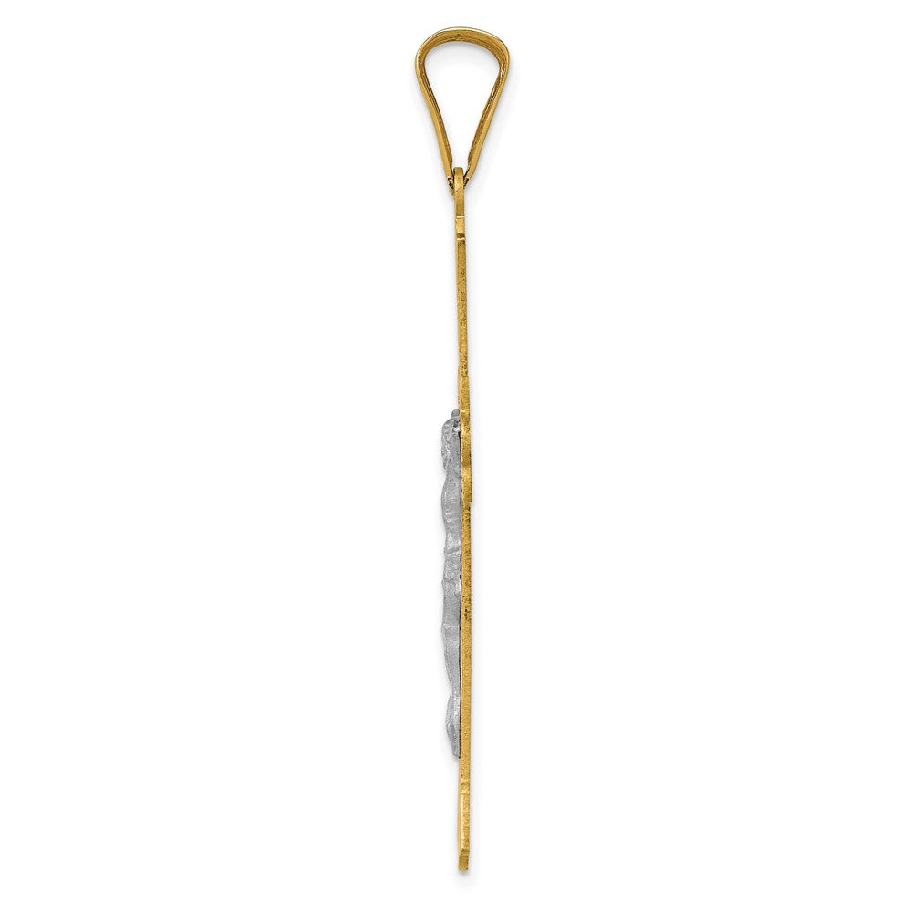 14k Two-tone Gold Two-tone Gold Polished Satin D/C Crucifix Cross Pendant