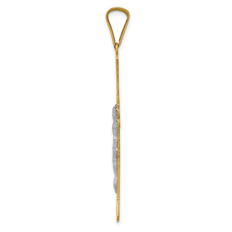 14k Two-tone Gold Two-tone Gold Polished Satin D/C Crucifix Cross Pendant