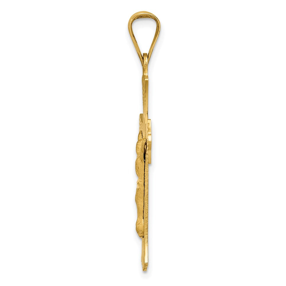 14k Yellow Gold Polished Satin and D/C Crucifix Pendant