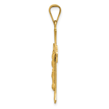 14k Yellow Gold Polished Satin and D/C Crucifix Pendant