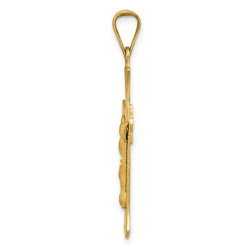 14k Yellow Gold Polished Satin and D/C Crucifix Pendant