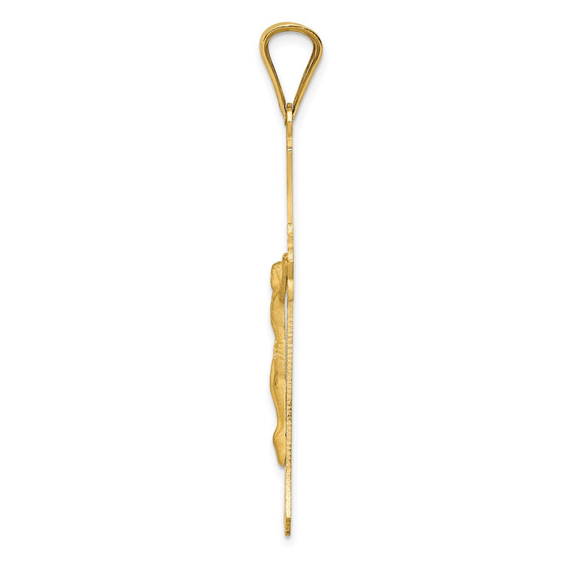 14k Yellow Gold Polished Satin and D/C Crucifix Pendant