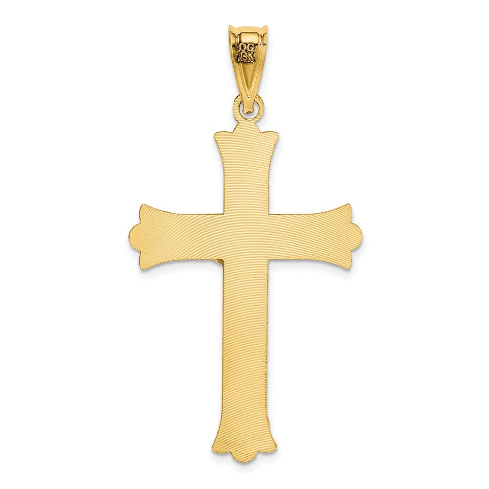 14k Yellow Gold Polished Satin and D/C Crucifix Pendant