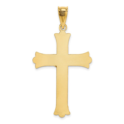 14k Yellow Gold Polished Satin and D/C Crucifix Pendant