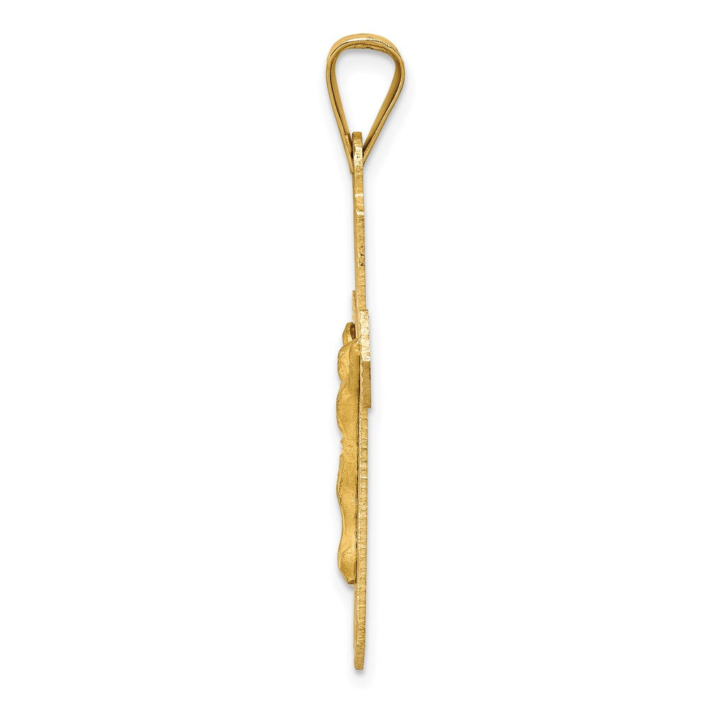 14k Yellow Gold Polished Satin and D/C Crucifix Pendant