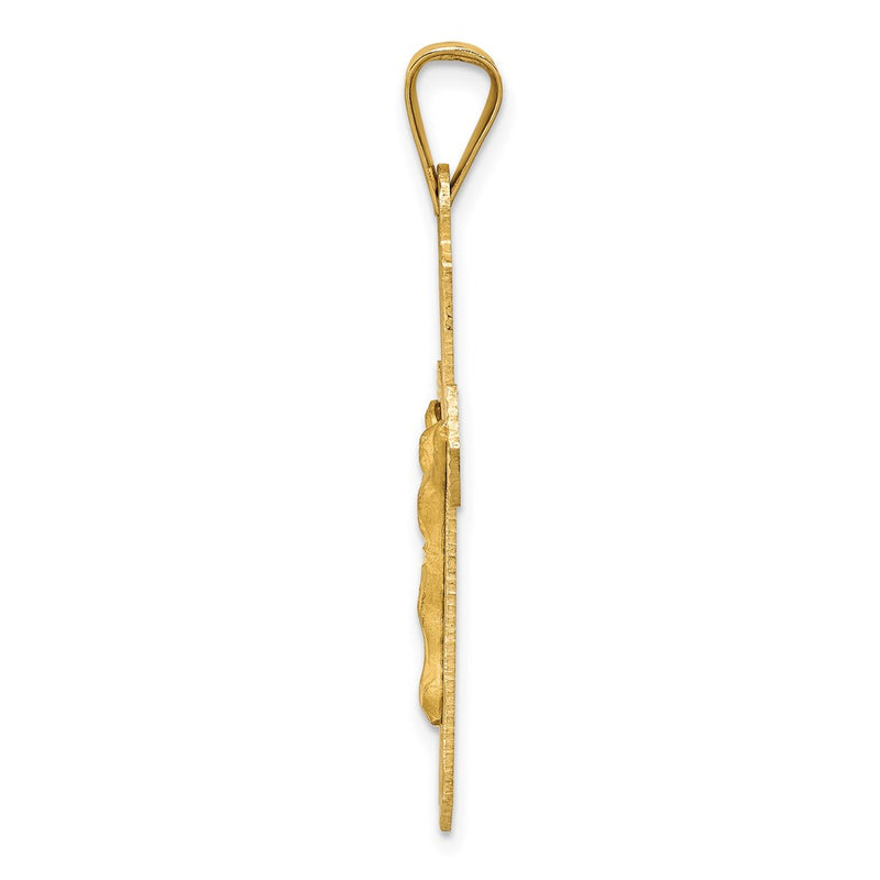 14k Yellow Gold Polished Satin and D/C Crucifix Pendant